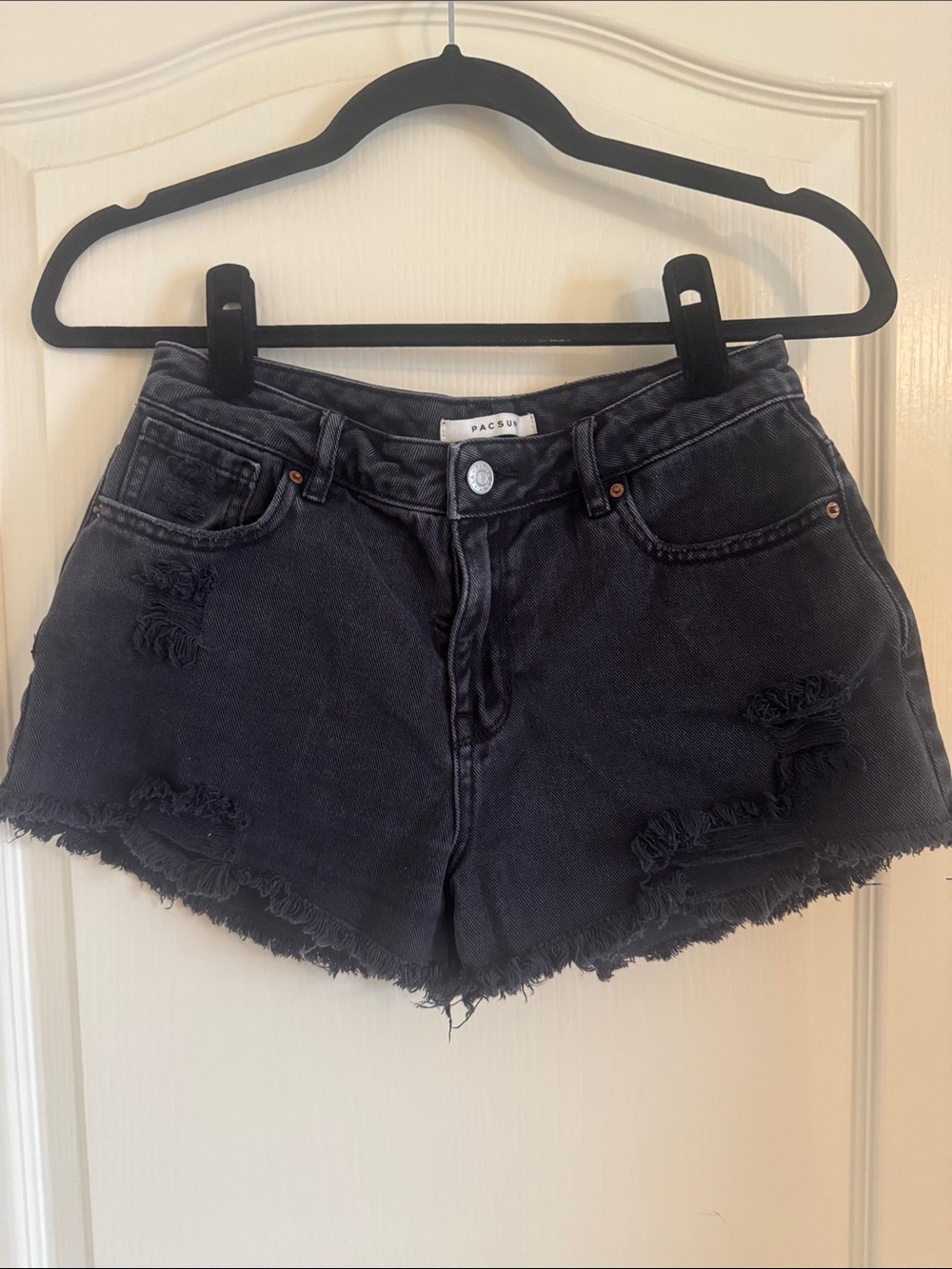 PacSun Black Frayed High-Rise Denim Shorts size 25